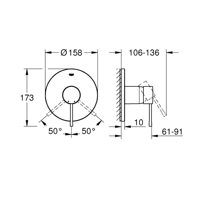 Bateria wannowa Grohe Essence Professional, natynkowa, 2 wyjścia wody, chrom