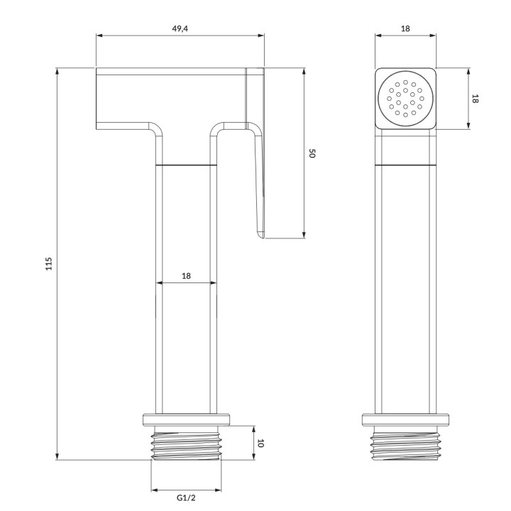 Rączka bidetowa Omnires Bidetta, 1-funkcyjna, czarny