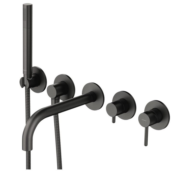 Bateria 3-wyjściowa GoClick, Omnires GC podtynkowa, prysznic 1-funkcyjny - chrom