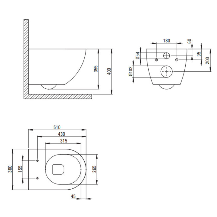 Miska WC z funkcją bidetu Deante Peonia Zero, 51x36cm, wisząca, bezkołnierzowa, z baterią mieszaczową, bialy