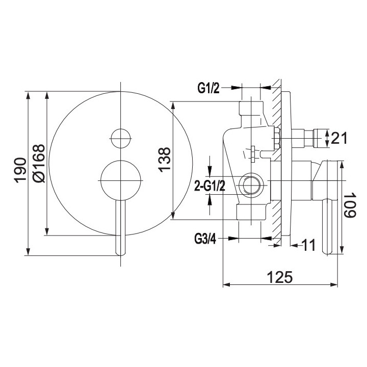 Zestaw wannowo-natryskowy Omnires Y, podtynkowy, wylewka 21cm, 2 wyjścia wody, czarno-złoty