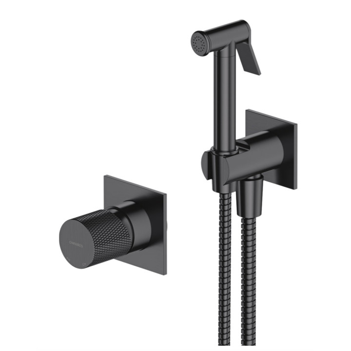 Podtynkowy zestaw bidetowy Omnires Contour, bateria z rączką bidetową, wężem 125cm i uchwytem, złoty szczotkowany