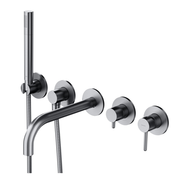 Bateria 3-wyjściowa GoClick, Omnires GC podtynkowa, prysznic 1-funkcyjny - chrom