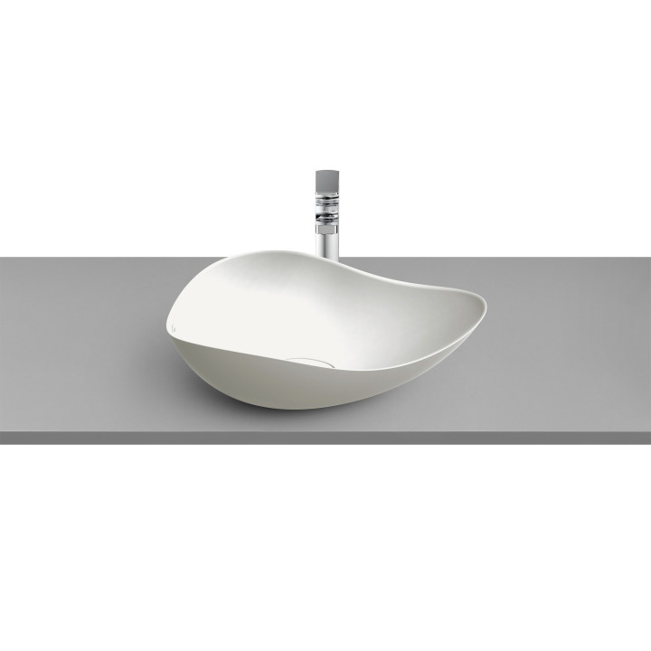 Umywalka nablatowa Roca Ohtake, 55x38,5cm, bez przelewu, FINECERAMIC, biały