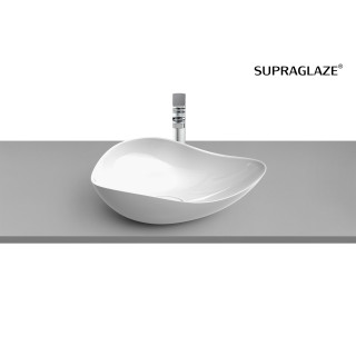 Umywalka nablatowa Roca Ohtake, 55x38,5cm, bez przelewu, FINECERAMIC, biały