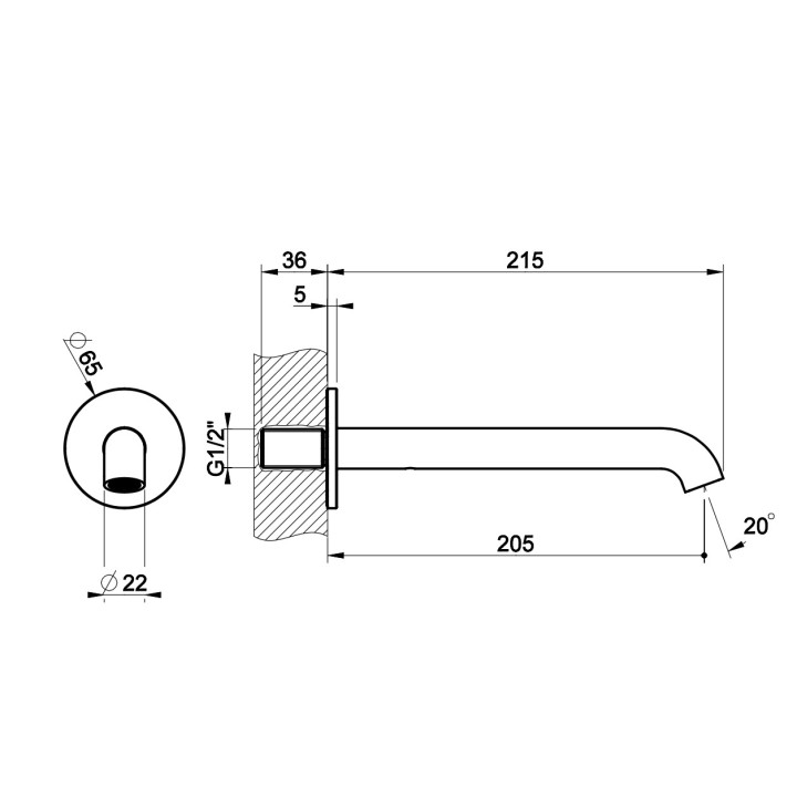 Wylewka umywalkowa Gessi Origini, stojąca, wysokość 243mm, chrom