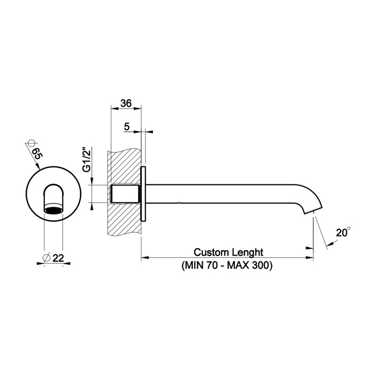 Wylewka umywalkowa Gessi Origini, stojąca, wysokość 243mm, chrom