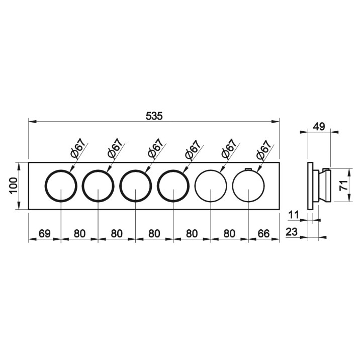 Termostatyczna bateria natryskowa Gessi Origini, podtynkowa, 3 jednoczesne wyjścia wody, chrom