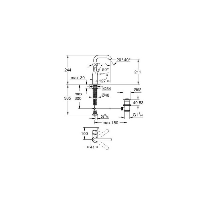 Bateria umywalkowa Grohe Essence New,  jednouchwytowa, brushed cool sunrise
