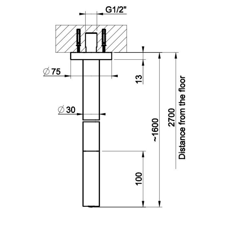 Wylewka umywalkowa Gessi Venti20, ścienna, 243mm, chrom