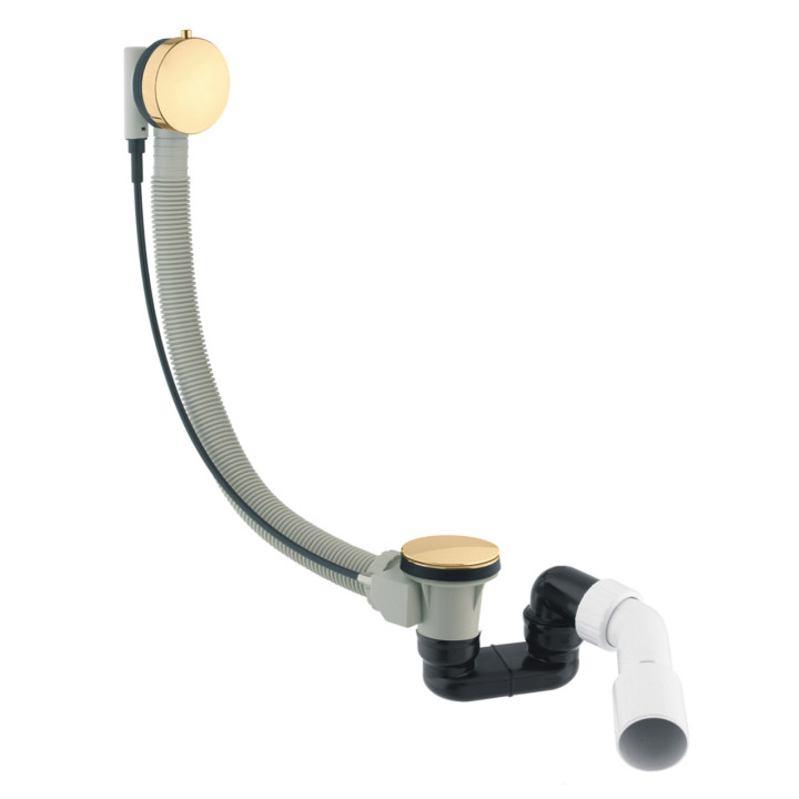 Syfon wannowy Omnires, przelewowo-odpływowy, korek automatyczny - biały połysk