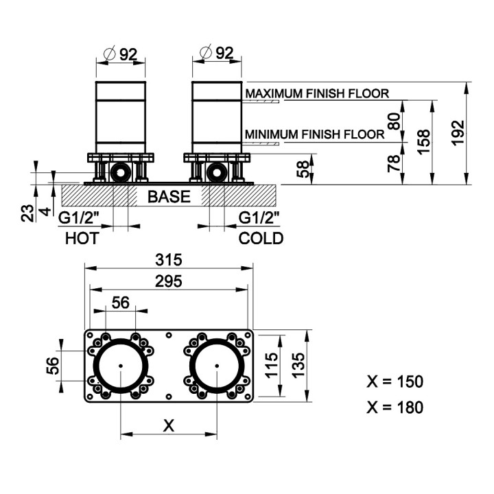 Element montażowy Gessi dla baterii wolnostojących