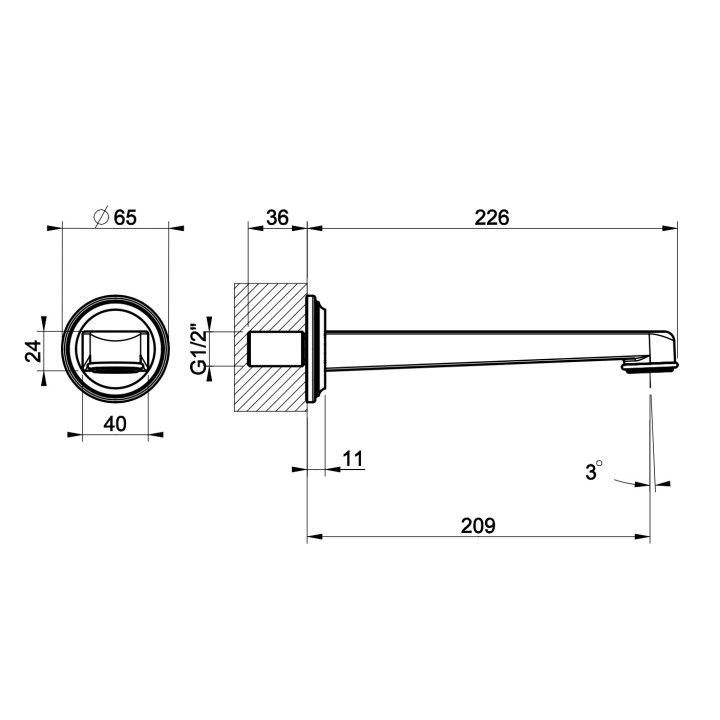 Wylewka wannowa Gessi Origini, ścienna, 192mm, chrom