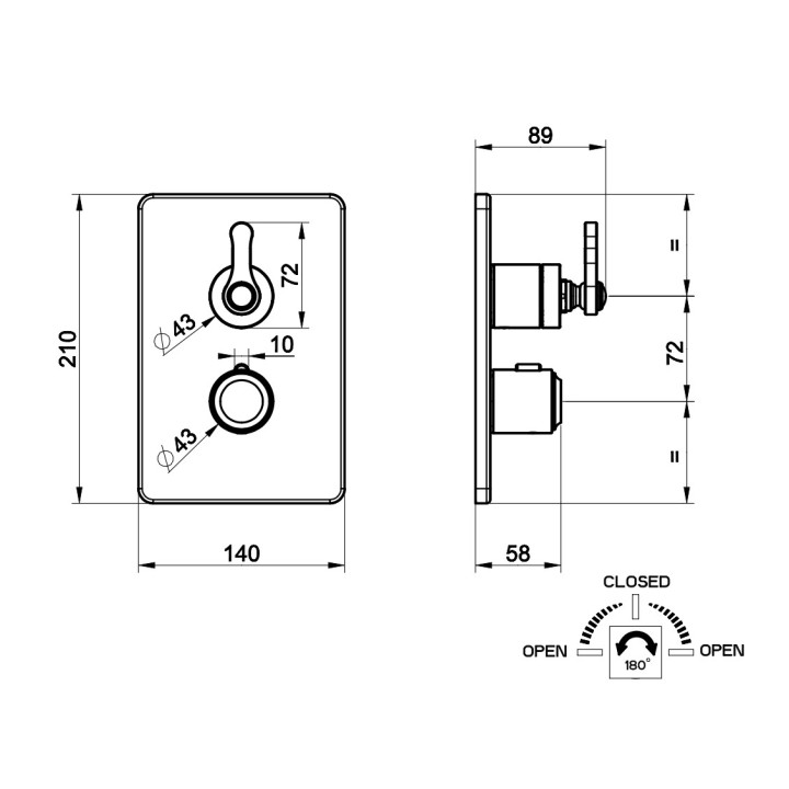 Termostatyczna bateria natryskowa Gessi Venti20, podtynkowa, 1 wyjście wody, chrom