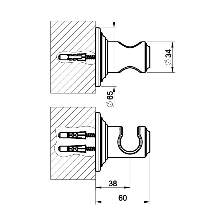 Przyłącze kąrowe Gessi Venti20, z uchwytem na słuchawkę, chrom