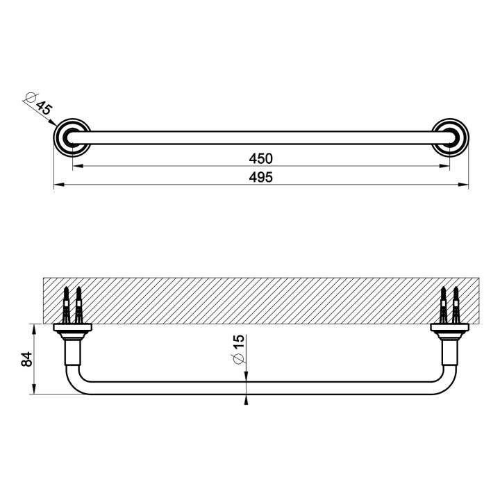Reling na ręcznik Gessi Venti20, ścienny, 30cm, chrom