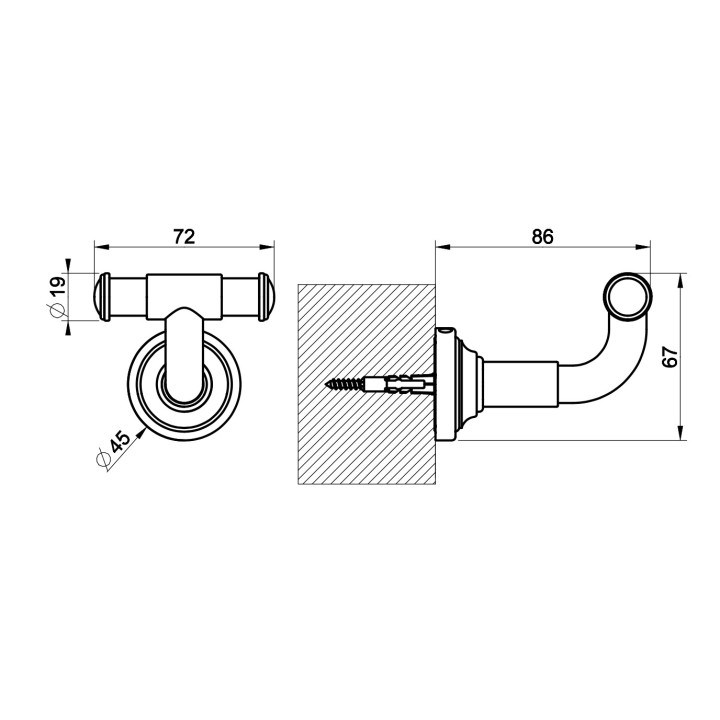 Wieszak na ręcznik Gessi Venti20, ścienny, okrągły, chrom