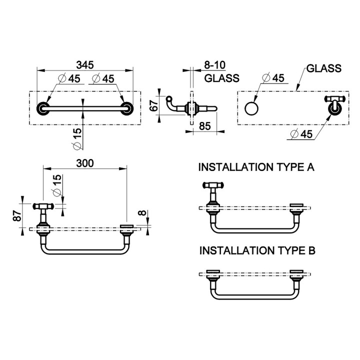 Reling na ręcznik Gessi Venti20, ścienny, 30cm, chrom