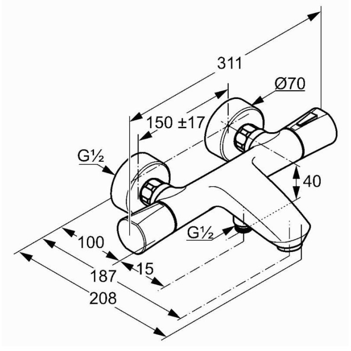 Bateria termostatyczna wannowo-natryskowa ścienna Kludi ZENTA- sanitbuy.pl