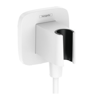 Przyłącze wody Hansgrohe FixFit E, z uchwytem prysznicowym, biały mat