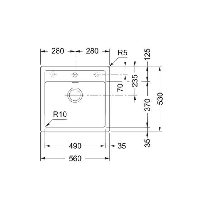 Zlewozmywak Franke 1-komorowy Sirius SID 610 Tectonite 56x53cm wbudowywany - biały polarny