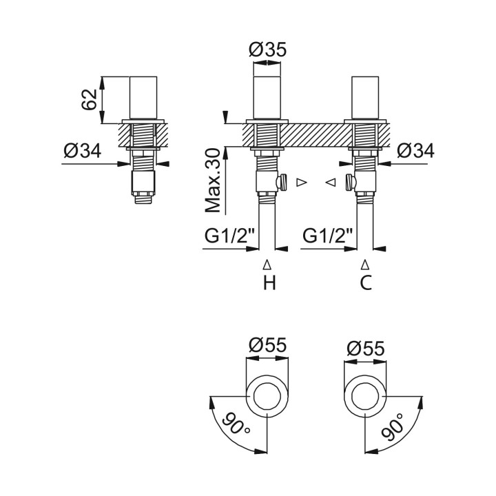 Mieszacz wannowy Bruma Avalon, stojący, 1 wyjście wody, chrom