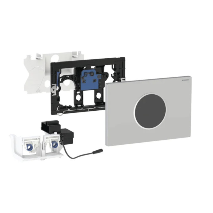 Elektroniczny zestaw uruchamiający WC Geberit Public Sigma 10 ,czarny/chrom błyszczący, IR, zasilanie z sieci