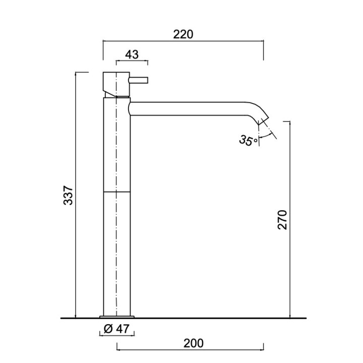 Bateria umywalkowa Giulini G. My Future, stojąca, wysokość 167mm, wylewka 200mm, bez korka, chrom