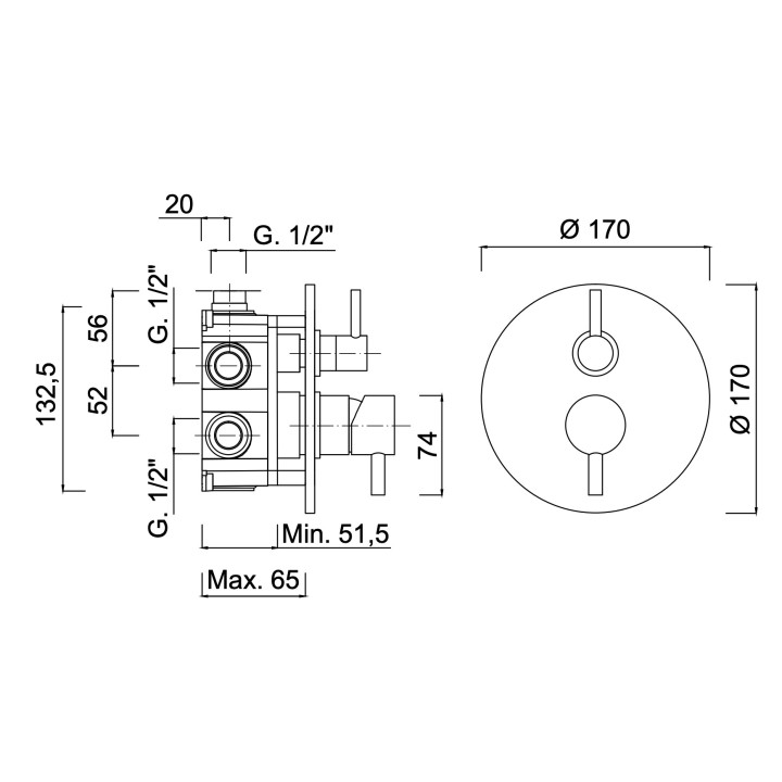 Bateria natryskowa Giulini G. My Future, podtynkowa, 2 wyjścia wody, chrom