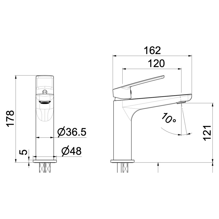 Bateria umywalkowa Giulini G. My Future, stojąca, wysokość 167mm, wylewka 145mm, bez korka, chrom