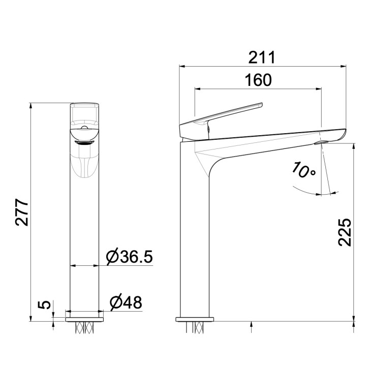 Bateria umywalkowa Vema Oten, stojąca, wysokość 178mm, wylewka 120mm, bez korka, chrom