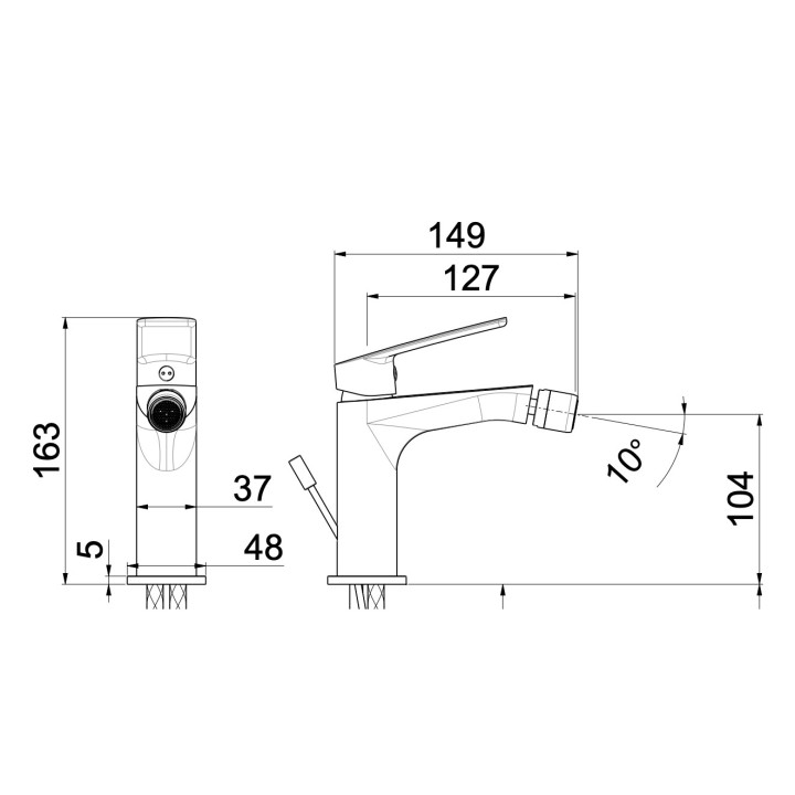 Bateria umywalkowa Vema Oten, stojąca, wysokość 227mm, wylewka 160mm, bez korka, chrom
