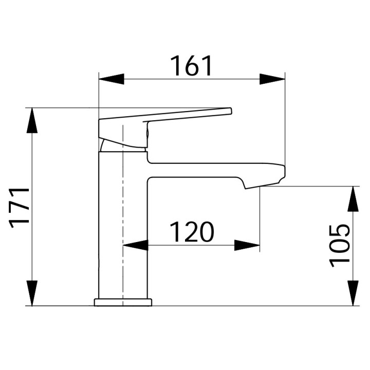 Bateria umywalkowa Demm Shine, stojąca, wysokość 150mm, wylewka 125mm, bez korka, chrom