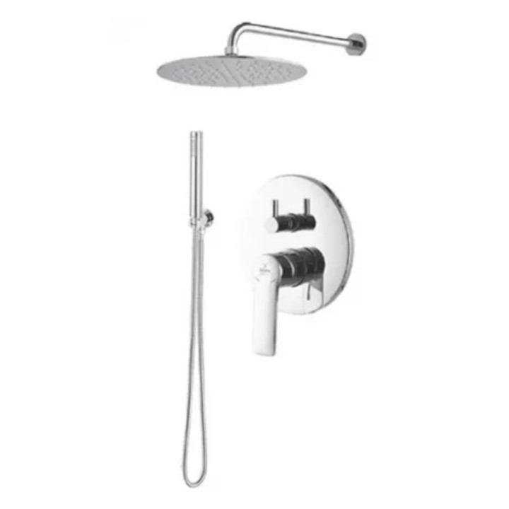 System natryskowy Demm Shine, podtynkowy, 2 wyjścia wody, deszczownica 20cm, chrom