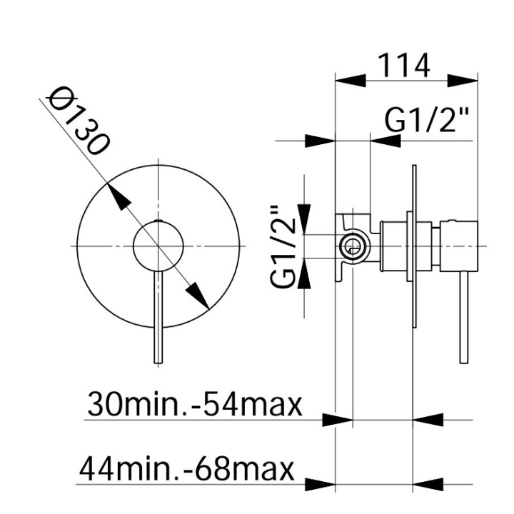 Bateria natryskowa Demm Spike, natynkowa, 1 wyjście wody, chrom