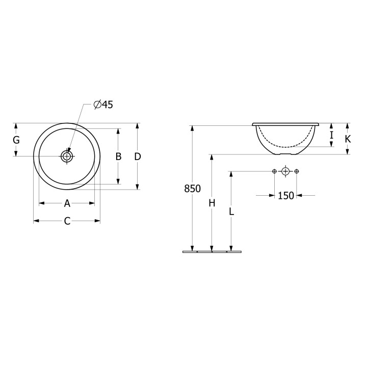 Umywalka wpuszczana w blat Villeroy & Boch Loop & Friends, 39cm, z przelewem, Weiss Alpin