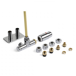 Zestaw zintegrowany termostatyczny kątowy z rurką zanurzeniową Terma Unico All In One, Lewy - chrom