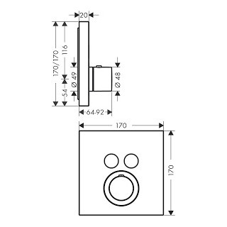 Bateria termostatyczna Axor ShowerSelect Square do 1 odbiornika,  podtynkowy, element zewnętrzny- sanitbuy.pl