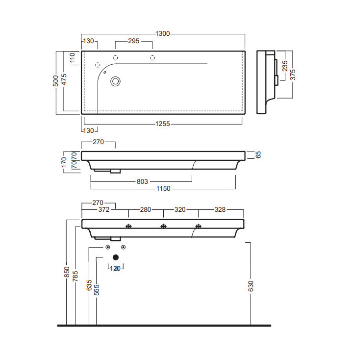 Hatria AREA 70x35 umywalka wisząca bez otworu na baterię z przelewem- sanitbuy.pl