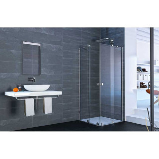 Drzwi do wnęki suwane 2- częściowe Huppe Aura 160 cm, wys. 190 cm  profil strebrny mat, przeźroczyste- sanitbuy.pl