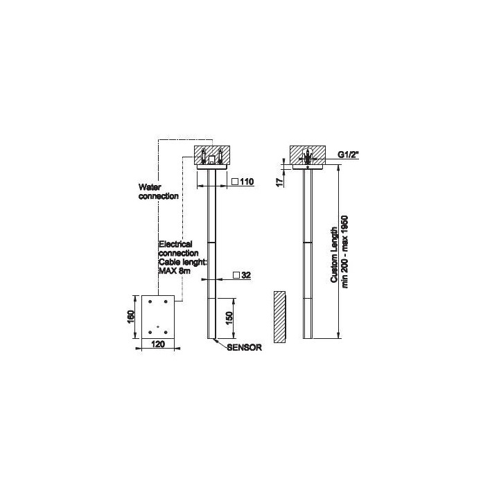 Bateria natryskowa Gessi Rilievo, podtynkowa, jednouchwytowa, 2 wyjścia wody, element natynkowy, copper brushed PVD