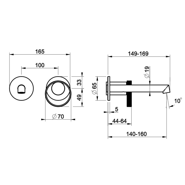 Bateria umywalkowa Gessi Anello, podtynkowa, 2-otworowa krótka wylewka - black metal brushed PVD