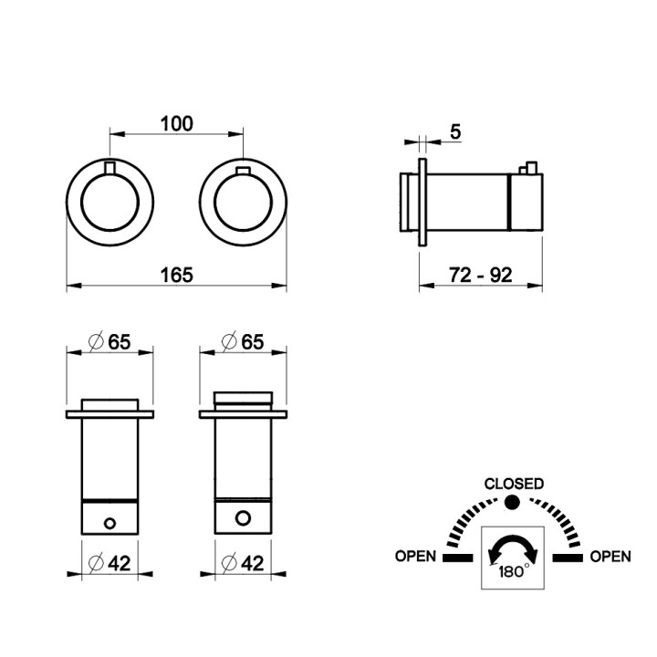 Termostatyczna bateria natryskowa Gessi Anello, podtynkowa, 2-otworowa, 1 wyjście wody, chrom