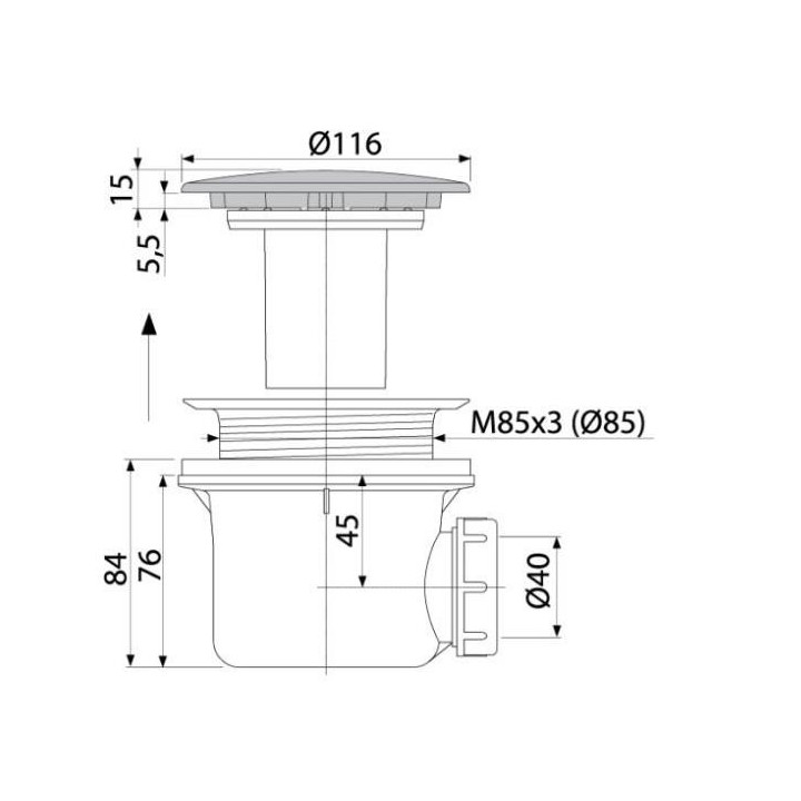 Syfon umywalkowy Alcaplast DESIGN chrom, czworokątny
