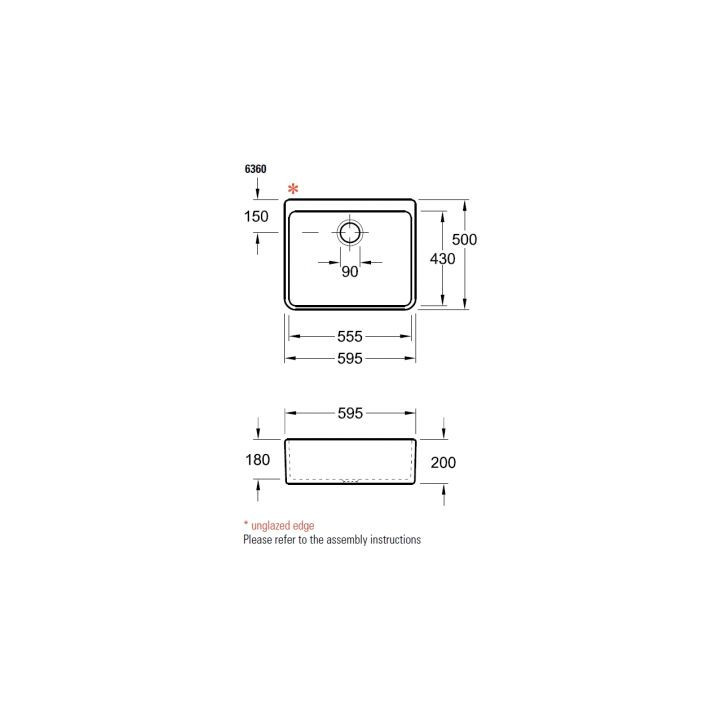 Zlew ceramiczny Villeroy & Boch O.Novo 595x200x500 mm