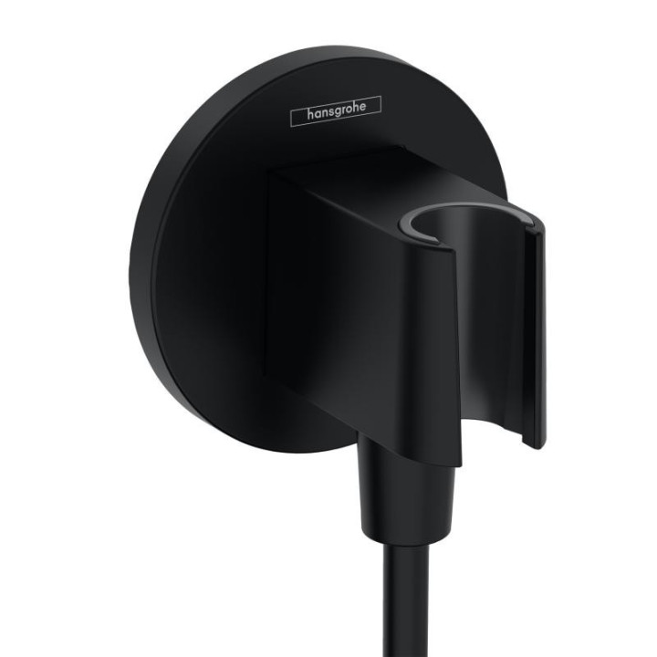 Przyłącze wody Hansgrohe FixFit Q, z uchwytem prysznicowym, czarny mat
