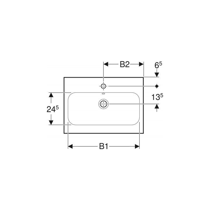 Umywalka nablatowa Geberit iCon Light, 60x48cm, z przelewem, z otworem na baterię, biała