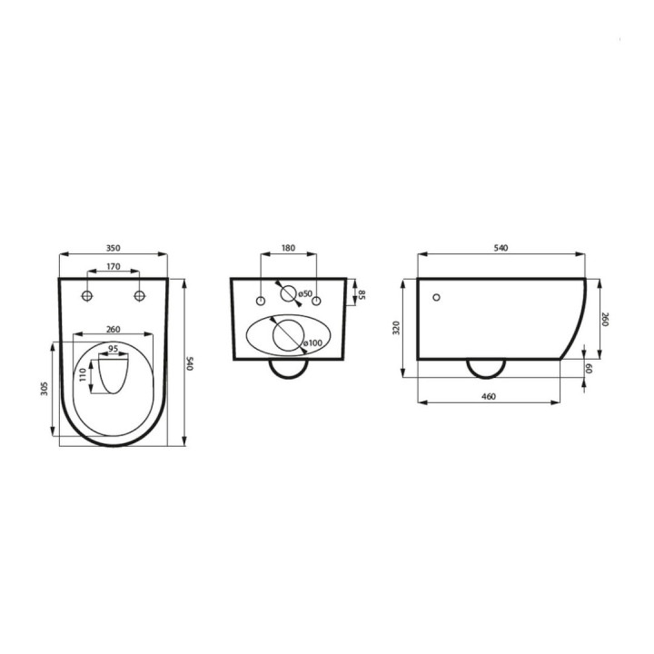 Miska WC wisząca Massi Decos Rimless, bezrantowa, 55x36cm, deska wolnoopadająca, czarny mat