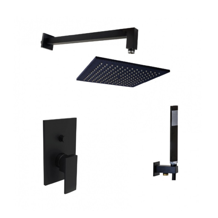 Zestaw natryskowy z baterią podtynkową, Paffoni Elle-Effe, czarny