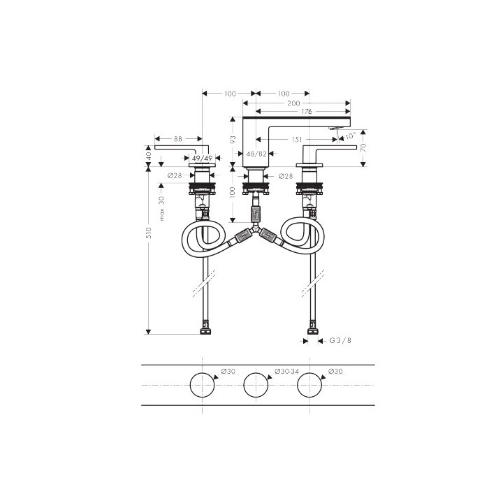Bateria umywalkowa Axor MyEdition, podtynkowa, wylewka 221mm, bez płytki, chrom